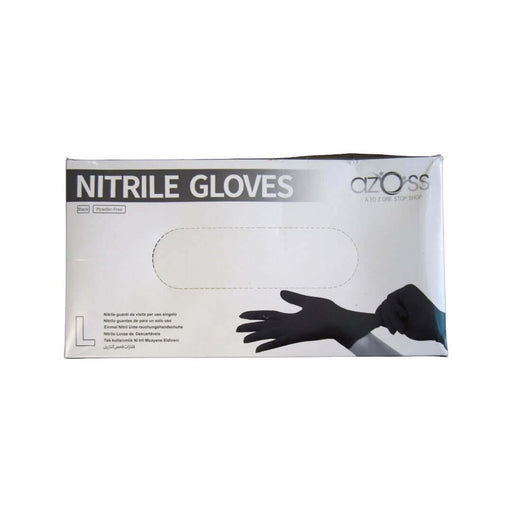 Azoss disposable large black nitrile powder free material gloves formulation features added thickness to provide excellent barrier protection