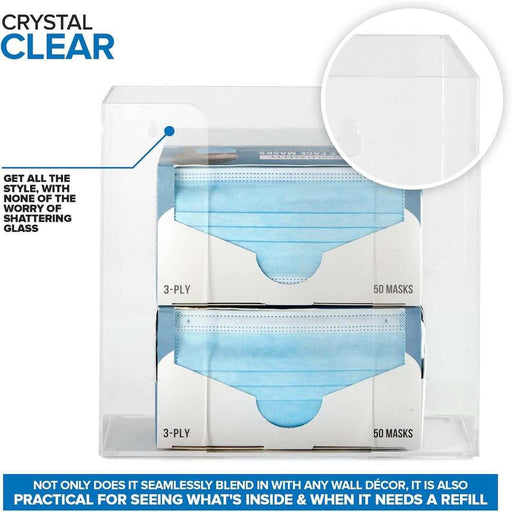 2-box acrylic glove box holder, wall mounted, space-saving, clear, hygienic, disposable gloves, organization.