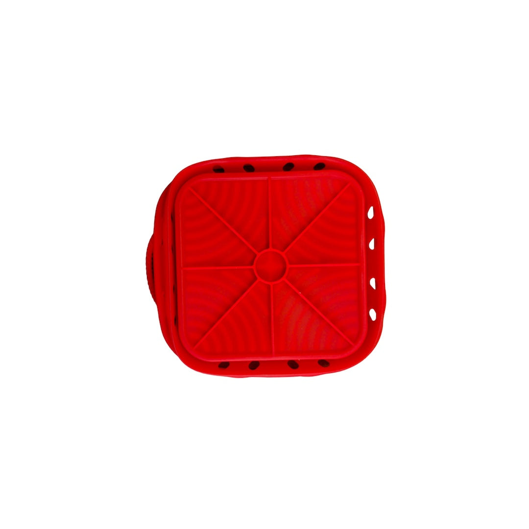 Air Fryer Silicon Liner Foldable Square Red