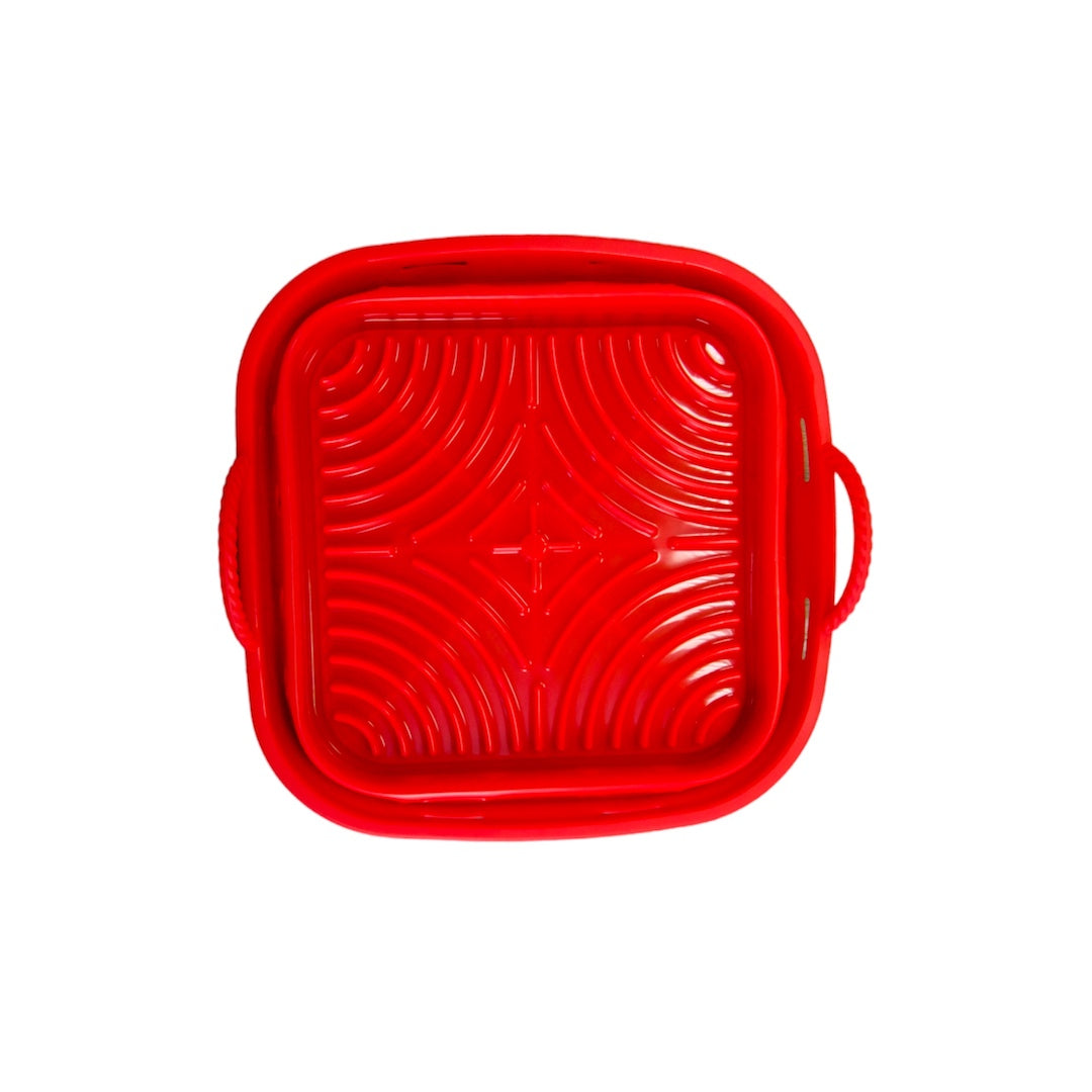 Air Fryer Silicon Liner Foldable Square Red