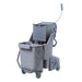 Increase productivity, reduce the chance of injury and improve your overall cleaning process with this unger COMBG 30L gray mop bucket. Designed with 4 gallon compartments, this bucket keeps fresh cleaning solution in the front compartment while soiled water is directed into the rear compartment when the bottomless side-press wringer is used.