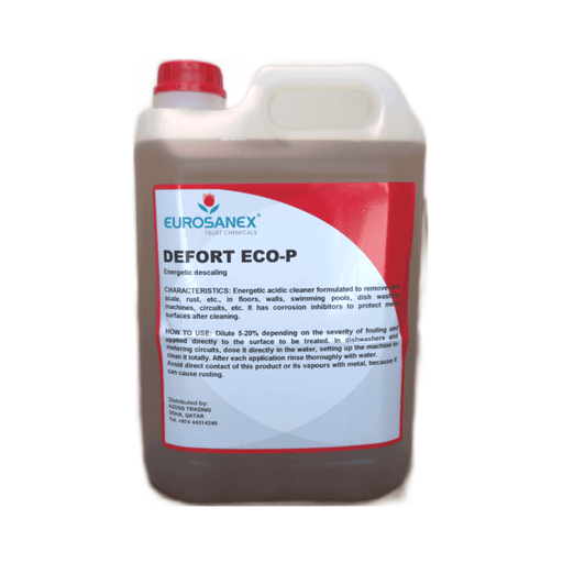 Azoss DEFORTECO-P all purpose descaler 4x5Liters - The DEFORT ECO-P all purpose descaler is an agressive descaler formulated to eliminate lime, rust, etc. in professional hygiene.
