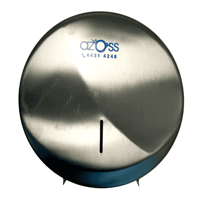 Azoss - JOFEL Mini Jumbo Toilet Roll Dispenser Stainless Steel, Suits perfectly any type of installation and decor, Conceived for collectivities and public toilets, For places with medium traffic of people, Shop Online in Qatar