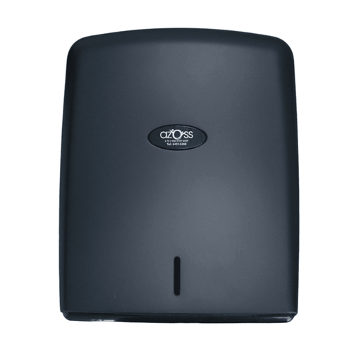 Azoss JOFEL Z-Fold Towel Dispenser Valor Matt Black ABS - Made of black ABS of high quality and resistance, Key lock, level viewer and hinged cover