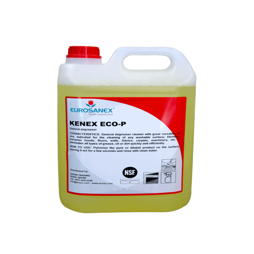 Azoss | KENEX ECO-P all-purpose degreaser is an ultimate cleaning solution suitable for all dirty or greasy washable surfaces: kitchens, cooker hoods, floors, walls, fabrics, carpets, machinery, etc. Shop Online in Qatar
