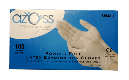 Azoss Latex Disposable Gloves Small - Latex gloves offer flexibility, elasticity, dexterity, tactile sensitivity, comfort, and fit. They have good mechanical resistance and successfully form a barrier to bodily fluid and other infectious substances, shop online in Qatar