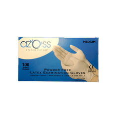 AZOSS | Latex Disposable Gloves, Natural, 100Pcs - Medium