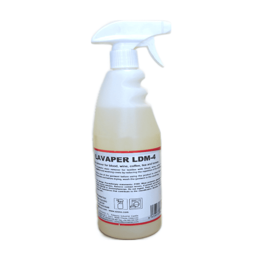 Azoss - LAVAPER LDM-4 is a specific disinfectant for textiles with blood stains, wine, sauces, egg, coffee, tea, tomato, urine and vomi.