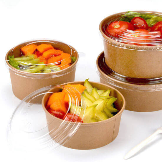 Azoss Disposable Paper Salad Bowls with Clear Lid
