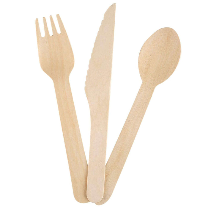 Wooden Cutlery Combo Kit, individually wrapped Pack of 500